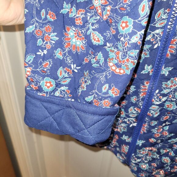 Passage Quilted Jacket Large Blue Floral Reversible Full Zip Cottagecore Boho - Picture 4 of 14